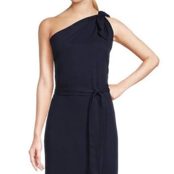 ✅New! Antonio Melani Weylyn Sleeveless Asymmetrical Neck Bow Shoulder Tie Waist - Picture 2 of 6